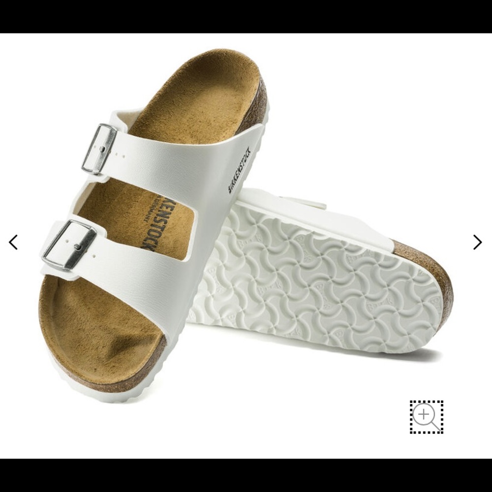 White leather Birkenstock sandals